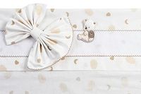 Filet - 3-delige beddengoedset voor kinderwagen, motief: taupe, 1 hoeslaken, 1 laken met band van Aida-stof om te borduren en 1 kussensloop, gemaakt in Italië
