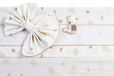 Filet - 3-delige beddengoedset voor kinderwagen, motief: taupe, 1 hoeslaken, 1 laken met band van Aida-stof om te borduren en 1 kussensloop, gemaakt in Italië