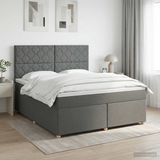 vidaXL Boxspringbed met matras Donkergrijs 140 x 190 cm Stof