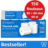 Easyprint Thermische Rollen / Kassarollen, 150 Rollen, 80mm x 80mm x 12mm