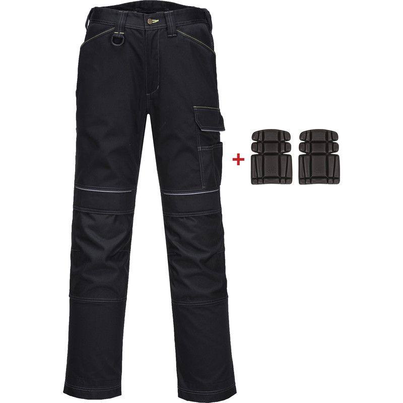 Portwest Urban werkbroek met kniezakken + gratis kniestukken 50 zwart