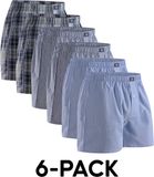 DANISH ENDURANCE Losse Boxershorts biologisch katoen Heren Ondergoed - Knoopgulp - 6-pack - Blauw/Gestreept Mix - Maat L