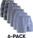 DANISH ENDURANCE Losse Boxershorts biologisch katoen Heren Ondergoed - Knoopgulp - 6-pack - Blauw/Gestreept Mix - Maat L