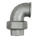 Schroefverbinding RIEGLER Schroefverbinding boog 95, vlakke dichting, IG/IG, Rp 1 1/4, bedrijfstemperatuur. -20 °C tot 200 °C, zwart gehard gietijzer, thermisch verzinkt.