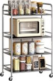 HOMCOM Keukenwagen-Roestvrij staal-60L x 35B x 100H cm-Zilver