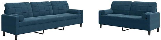 vidaXL 3278500 Loungeset Blauw Metaal, Multiplex