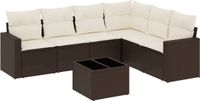 vidaXL 7-delige Loungeset met kussens, polyrattan, bruin