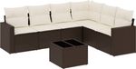 vidaXL 7-delige Loungeset met kussens, polyrattan, bruin