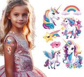 Fiestas Guirca Neptattoo's Unicorn Tijdelijke Tattoo Multi Kleur Unisex Volwassenen