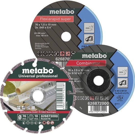 Metabo accessoires Metabo 3-delige set snij- en afbraamschijven 76x10 mm 626879000