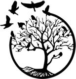 Unyqoos® Décoration murale en métal résistant aux intempéries avec motif d'arbre et d'oiseau pour intérieur et extérieur