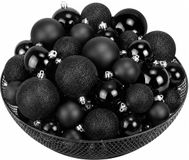 Decoris Boules de Noël - 60 pièces - Noir - Plastique