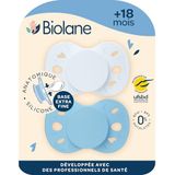 BIOLANE Anatomische speen - Extra dunne fopspenen - 18+ maanden - Tweekleurig blauw