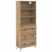 vidaXL Highboard Artisan Eiken 69,5 x 34 x 180 cm Bewerkt hout