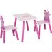 Ensemble table et 2 chaises enfant 3 pièces, pieds en bois massif, table avec chaise motif couronne, pour filles et garçons 2-4 ans, rose