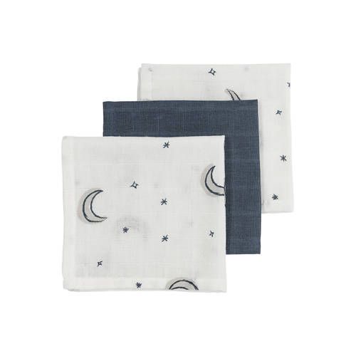 Meyco Hydrofiel Monddoekjes Moon - 30x30 cm - Set van 3 - Indigo