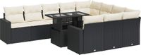 vidaXL 11-delige Loungeset met kussens, poly rattan, zwart