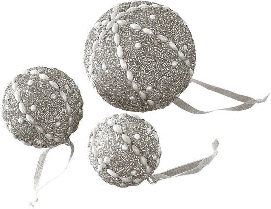 LOBERON Kerstbal set van 3 Maelvik zilverkleurig