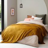 Toison d'or Fluwelen deken, microfluweel, polyester, effen, 180 cm x 240 cm, honing