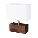 Homemania Tafellamp Shade vorm, bureau, nachtkastje, donker hout, stof, wit, 27 x 12 x 22 cm