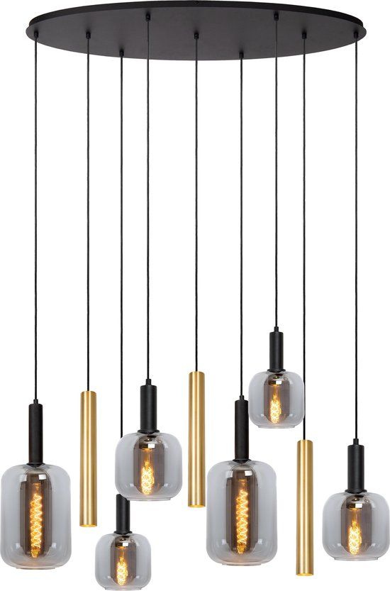 Lucide JOANET - Oval Hanging Lamp - 6xE27 - Brass - Dimmable