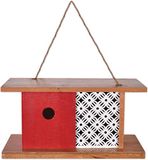 Sunset Vista Designs 93790 voor The Birds-Mid-Century Houten Vogelhuis, Rood Modern 11.85\" x 5.9\" x 6.1\"