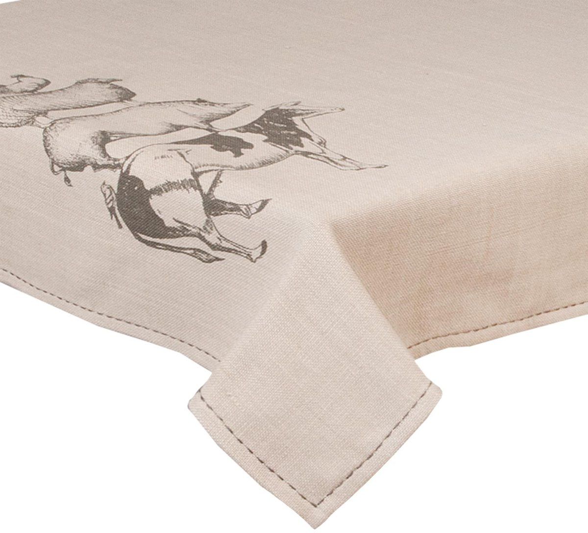 Arowell Tafelkleed Farm - Beige/Grijs - Jute look - Landelijk - 100 x 100 cm