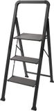MSV Opvouwbare trap - Opstapkruk 3 treden - tot 150kg Belastbaar - Antislip - GS Gecertificeerd - Staal - 62x42,5x108cm - Zwart
