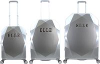 ELLE - Diamond Harde Kofferset 3-Delig / Reiskofferset / Trolleyset - Zilver