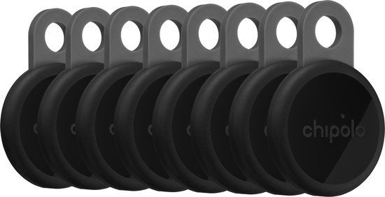 Chipolo LOOP – Bluetooth Tracker & KeyFinder – Oplaadbaar & Waterdicht - Compatibel met Apple Find My & Google Find Hub – 125 dB – Charcoal - 8 Pack