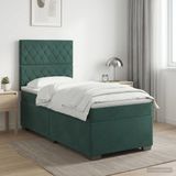 vidaXL Boxspringbed met matras Donkergroen 100 x 200 cm Fluweel
