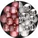 Decoris Kaemingk B.V. Kerstballen 60x stuks - mix oudroze/zilver - 4-5-6 cm - kunststof - kerstversiering