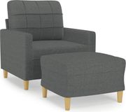 vidaXL Fauteuil met voetenbank stof donkergrijs