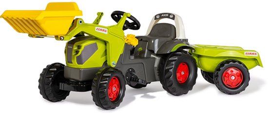 Rolly Toys traptractor CLAAS AXOS 240 met voorlader en aanhanger