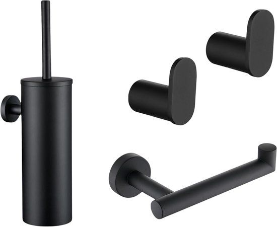 XIVADA Toiletset Zwart - Toilet Accessoires 3-delig - Toiletgarnituur Zwart
