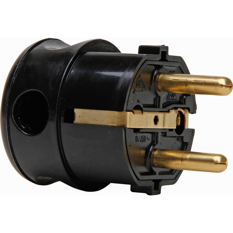 Haakse stekker RA PVC Zwart