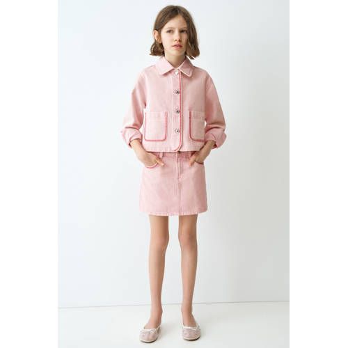 Mango Kids denim Jasje voor binnen lichtroze