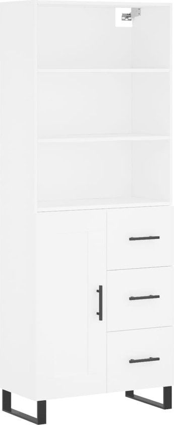 VidaXL Hoge kast 69,5x34x180 cm bewerkt hout wit