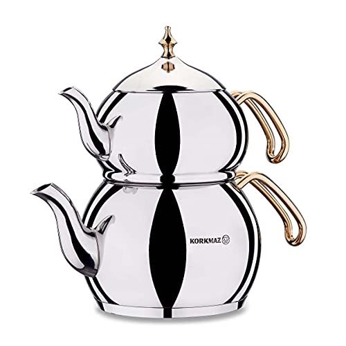 Korkmaz Hanedan A222-01 theepot theekoker 3,1 liter inductie caydanlik goud