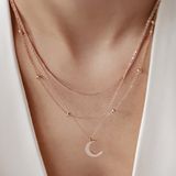 Hey Happiness Laagjes Maan Ketting Set – Set van 2 Halskettingen Dames – Roestvrij Staal 18K Roségoud Verguld – Verstelbaar – Roségoud