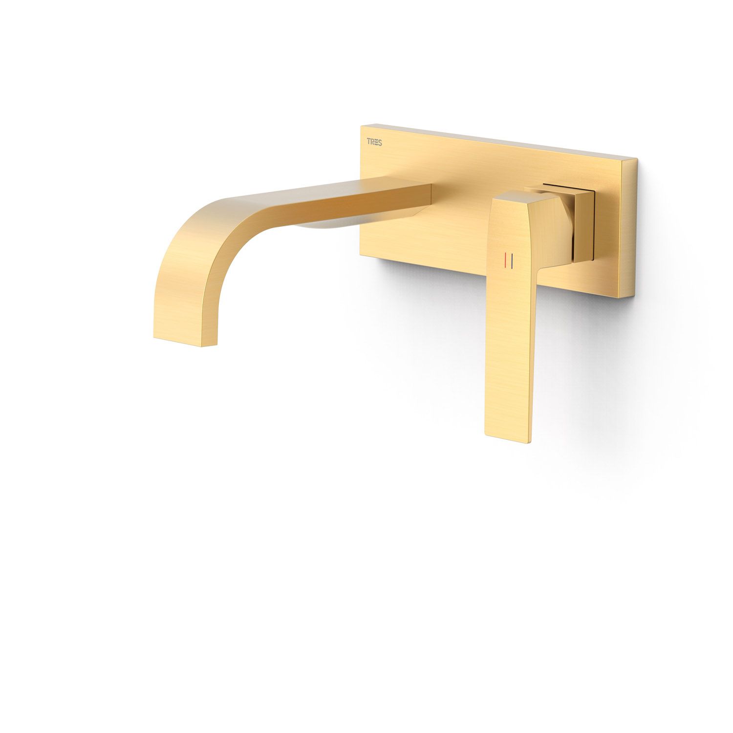 Tres Wastafelmengkraan inbouw slim exclusive gebogen uitloop mat goud