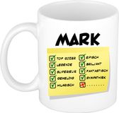 Bellatio Decorations Naam mok Mark - wit - top gozer - keramiek - 300 ml - cadeau collega beker