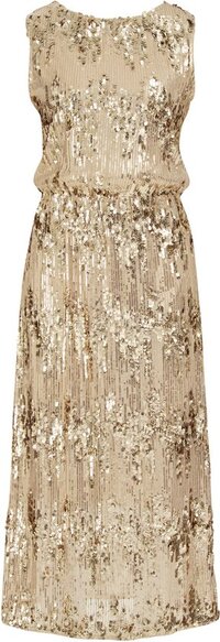 WE Fashion Dames Midi Jersey Jurk met Pailletten - Goud - Maat M
