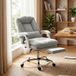 Chaise de bureau ergonomique, fauteuil inclinable en velours avec soutien lombaire, hauteur réglable, gris clair