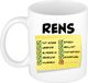 Bellatio Decorations Naam mok Rens - wit - top gozer - keramiek - 300 ml - cadeau collega beker