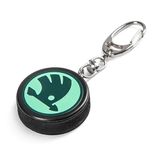 Skoda 6U0087011A Sleutelhanger Logo Embleem Hanger Hard Rubber, Vorm: IJshockey Puck, Groen/Zwart, zwart, Eén maat, Klassiek