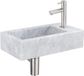 Saniclass Fuente fonteinset - 40x22 cm - 1 kraangat - rechts - marmer - fonteinkraan RVS geborsteld - wit