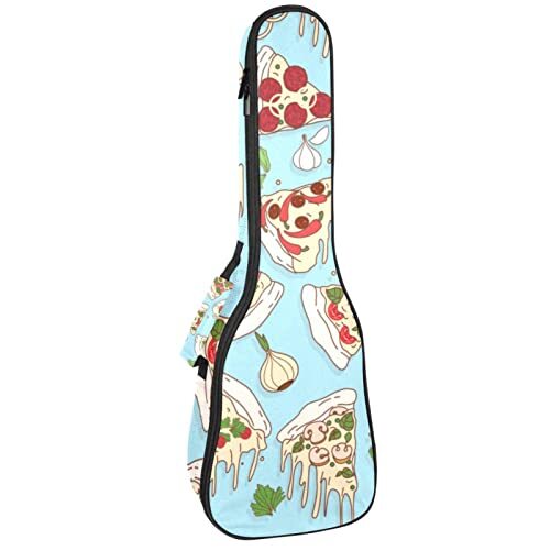 Mersov Concert Ukelele Rugzak, Heavy Duty Ukelele Case Bag met Opslag, Sopraan Concert Tenor Ukelele 10MM Gewatteerde BagBlack SheepsPizza Patroon