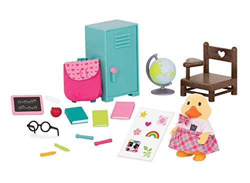 Li'l woodzeez WZ6719Z Speelgoedset met dierenkarakter, meubels en schoolaccessoires