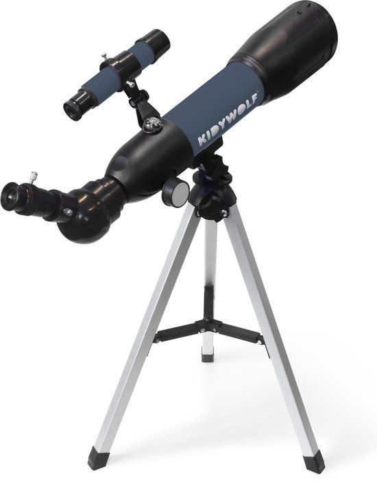 KIDYWOLF KIDYTELESCOPE Astronomische Telescoop voor Kinderen – 18x & 60x Vergroting, 50mm Lens, Tafelstatief, Kompas, Barlow Lens, 7+
